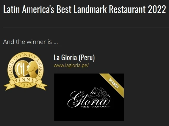 world culinary awards winners 2022 post1 blog la gloria miraflores